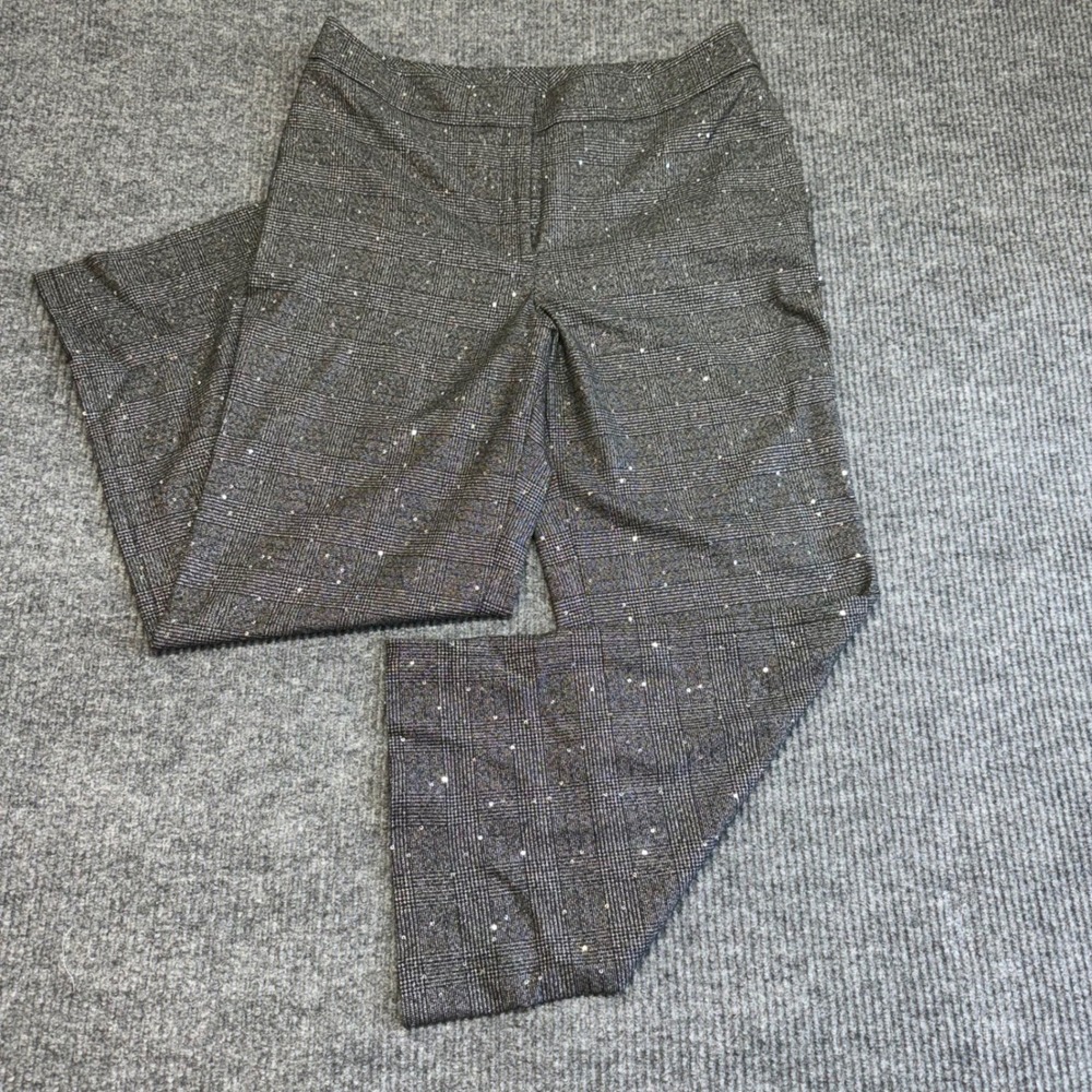 Chico's Sequin Wide Leg Pants Sz 2.5 US 14 Black White Statement